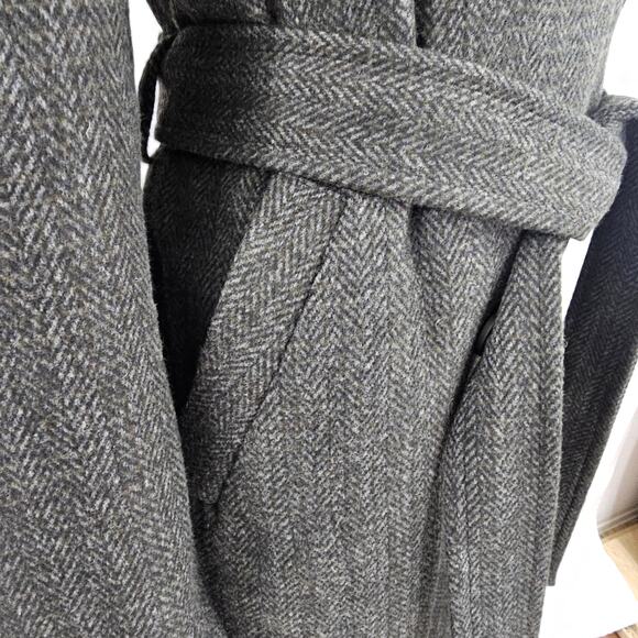 The Drop Jessy Grey Herringbone Double Breasted Long Overcoat Women's Size L NWT - Picture 8 of 16